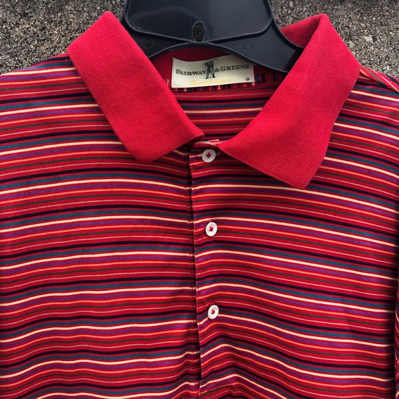 Fairway And Greene Red Stripe Golf Shirt Size L - Picture 2 of 6